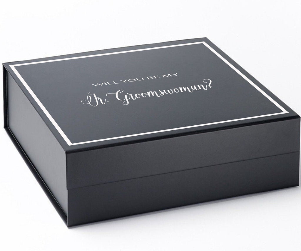 Will You Be My Jr Groomswoman? Proposal Box black -  Border - No ribbon