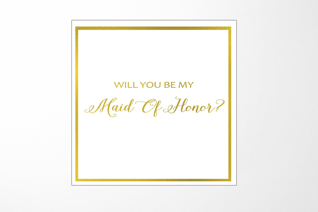 Will You Be My maid of honor? Proposal Box White -  Border - No ribbon