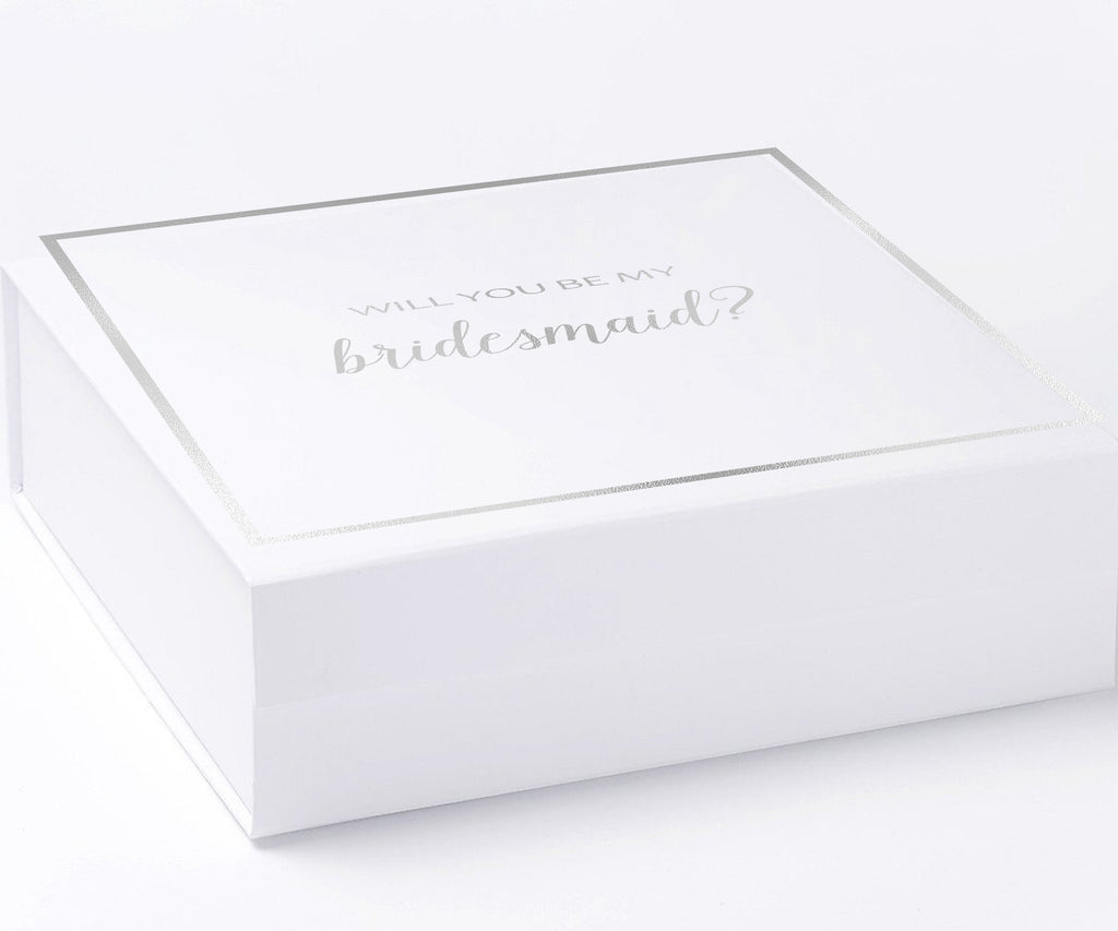 Will You Be My bridesmaid? Proposal Box White -  Border - No ribbon