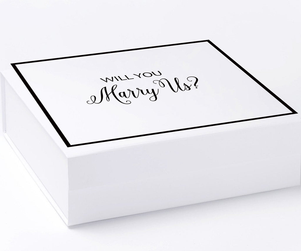 Will You Marry Us?? Proposal Box White -  Border - No ribbon