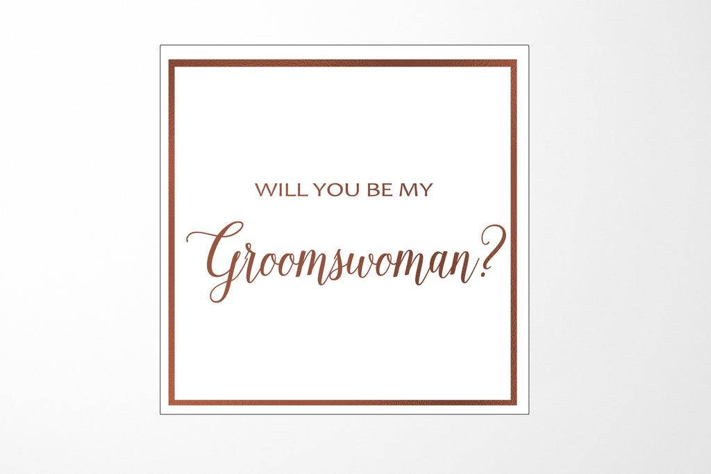 Will You Be My groomswoman? Proposal Box White -  Border - No ribbon