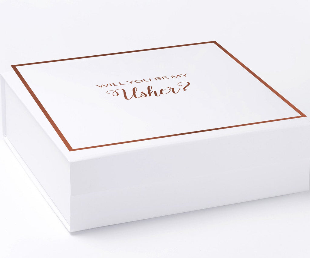 Will You Be My Usher? Proposal Box White -  Border - No ribbon