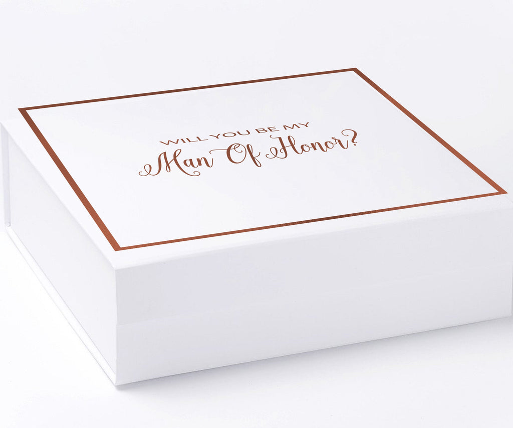 Will You Be My Man of Honor? Proposal Box White -  Border - No ribbon