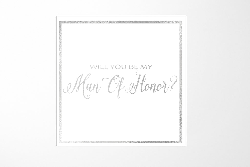 Will You Be My Man of Honor? Proposal Box White -  Border - No ribbon