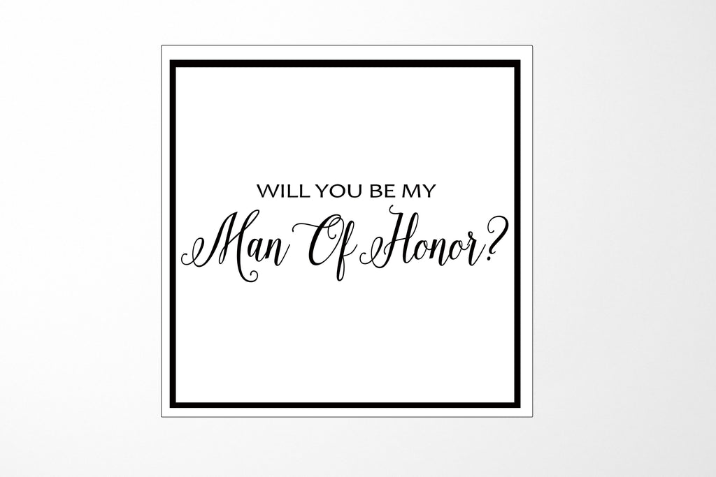 Will You Be My Man of Honor? Proposal Box White -  Border - No ribbon