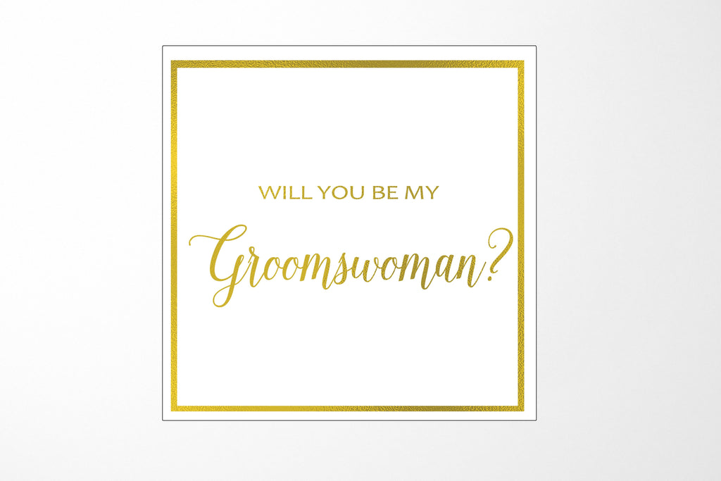 Will You Be My groomswoman? Proposal Box White -  Border - No ribbon