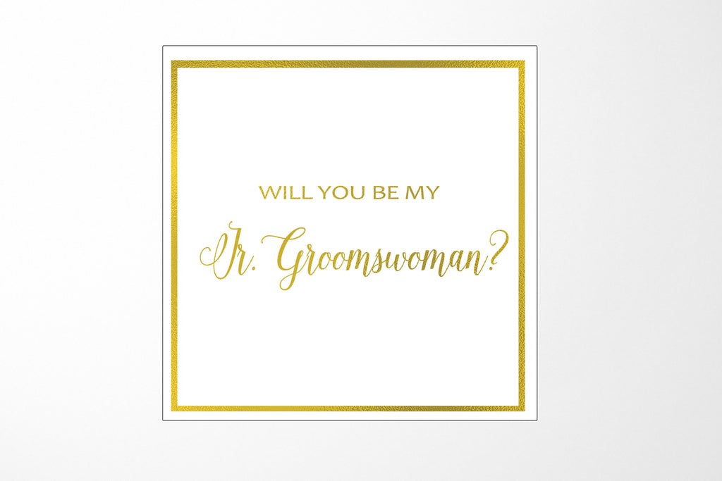 Will You Be My Jr Groomswoman? Proposal Box White -  Border - No ribbon