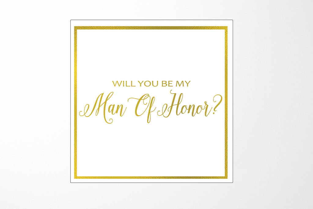 Will You Be My Man of Honor? Proposal Box White -  Border - No ribbon