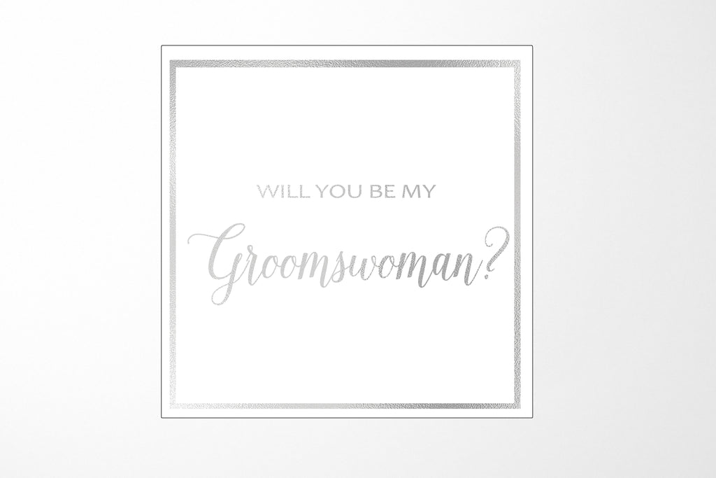 Will You Be My groomswoman? Proposal Box White -  Border - No ribbon