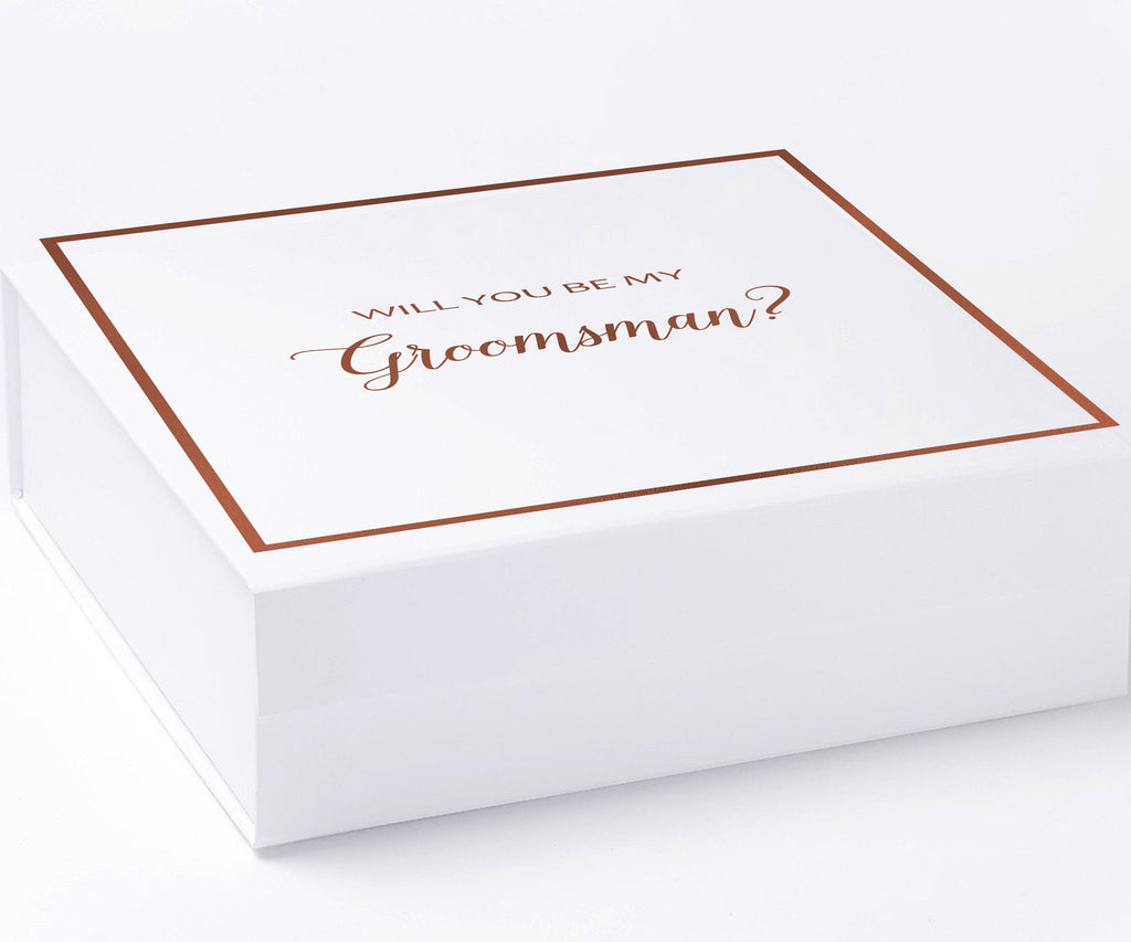 Will You Be My groomsman? Proposal Box White -  Border - No ribbon