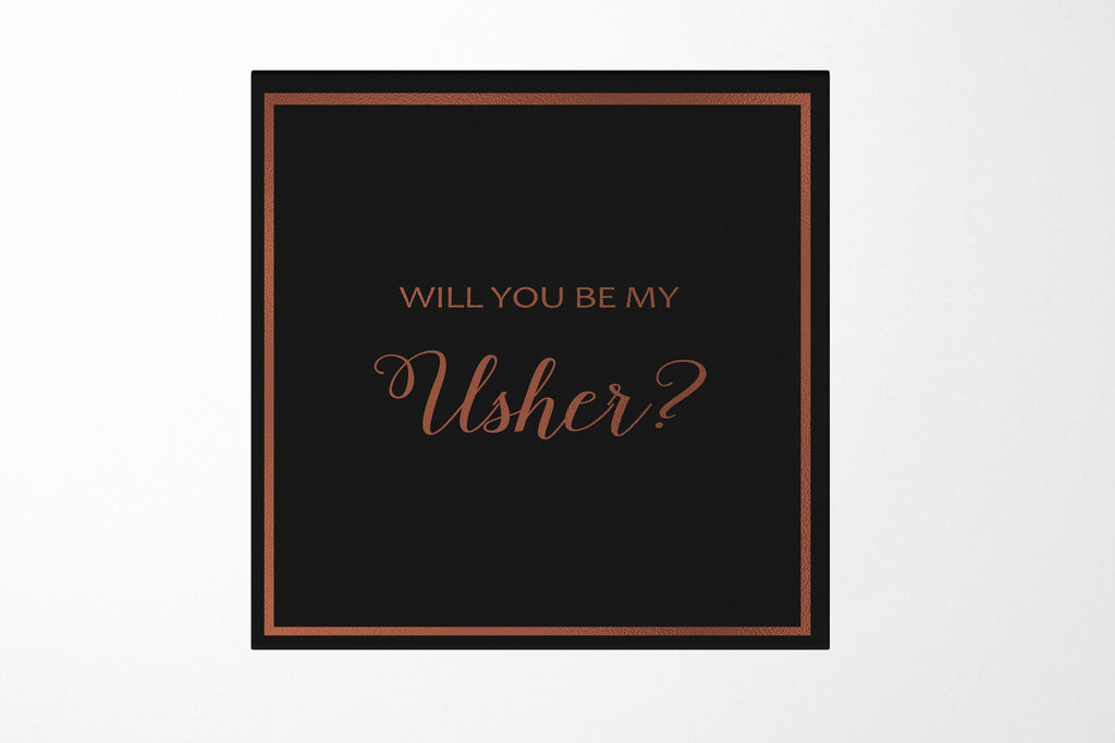 Will You Be My Usher? Proposal Box black -  Border - No ribbon