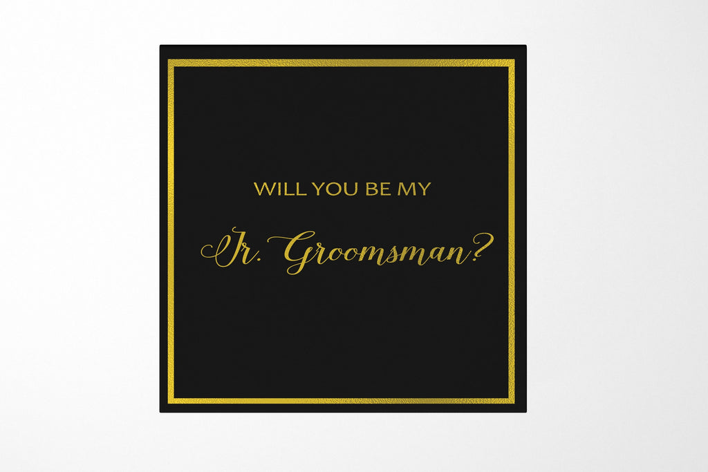 Will You Be My jr groomsman? Proposal Box black -  Border - No ribbon