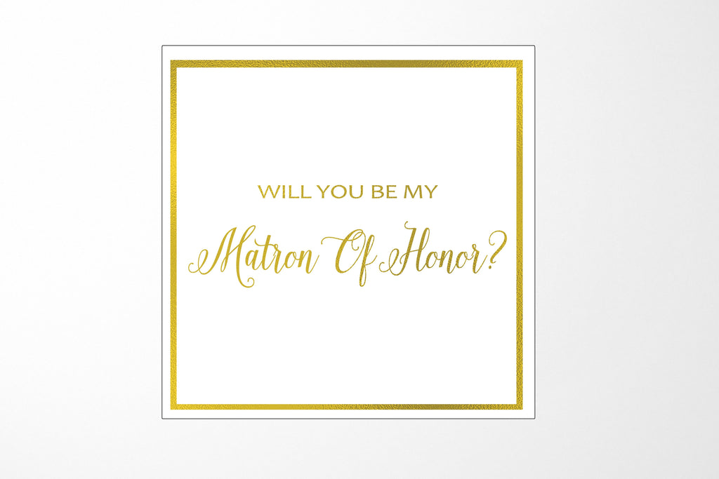 Will You Be My Matron of Honor? Proposal Box White -  Border - No ribbon