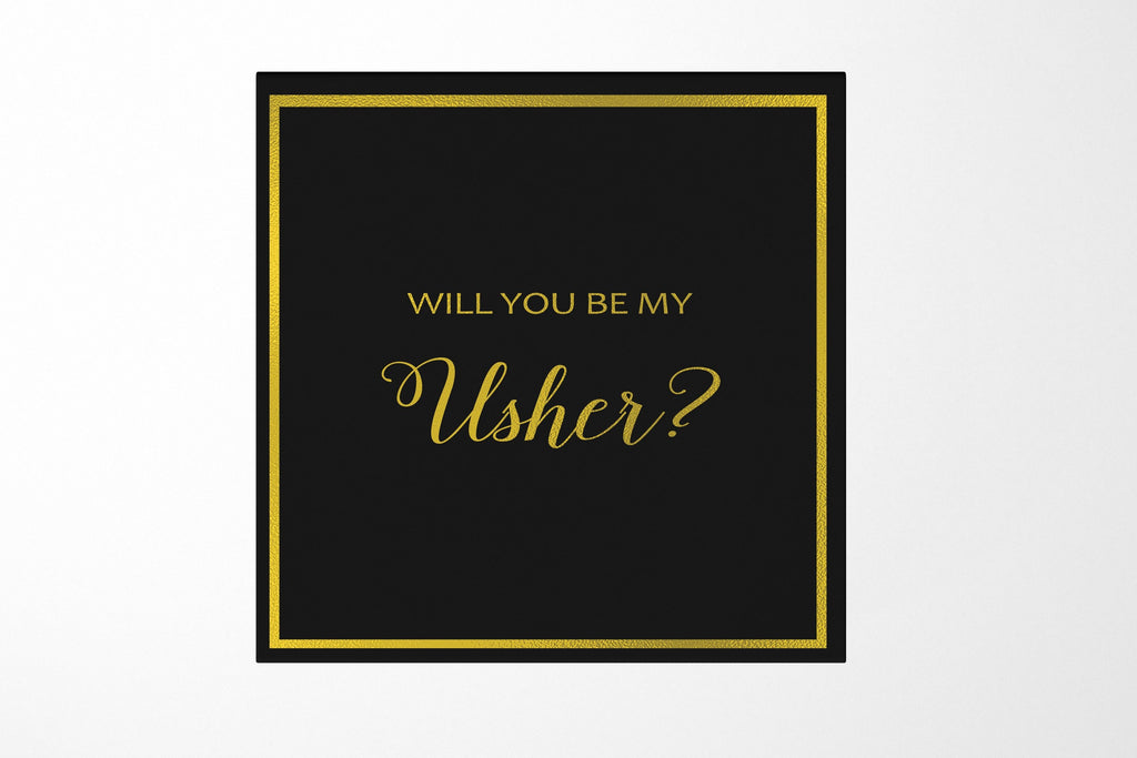 Will You Be My Usher? Proposal Box black -  Border - No ribbon