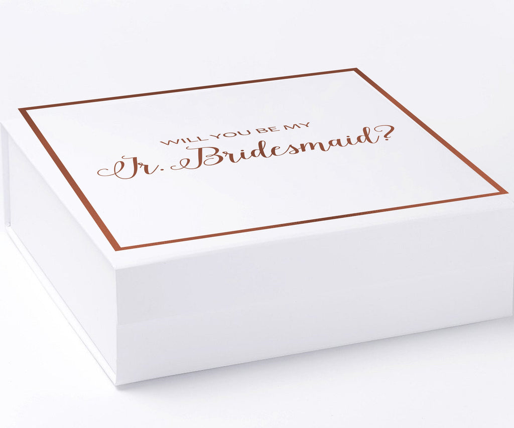 Will You Be My Jr Bridesmaid? Proposal Box White -  Border - No ribbon