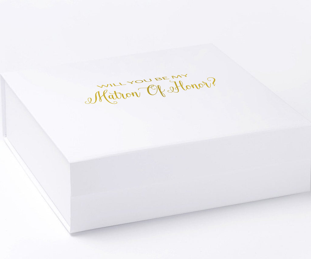 Will You Be My Matron of Honor? Proposal Box White - No Border - No ribbon