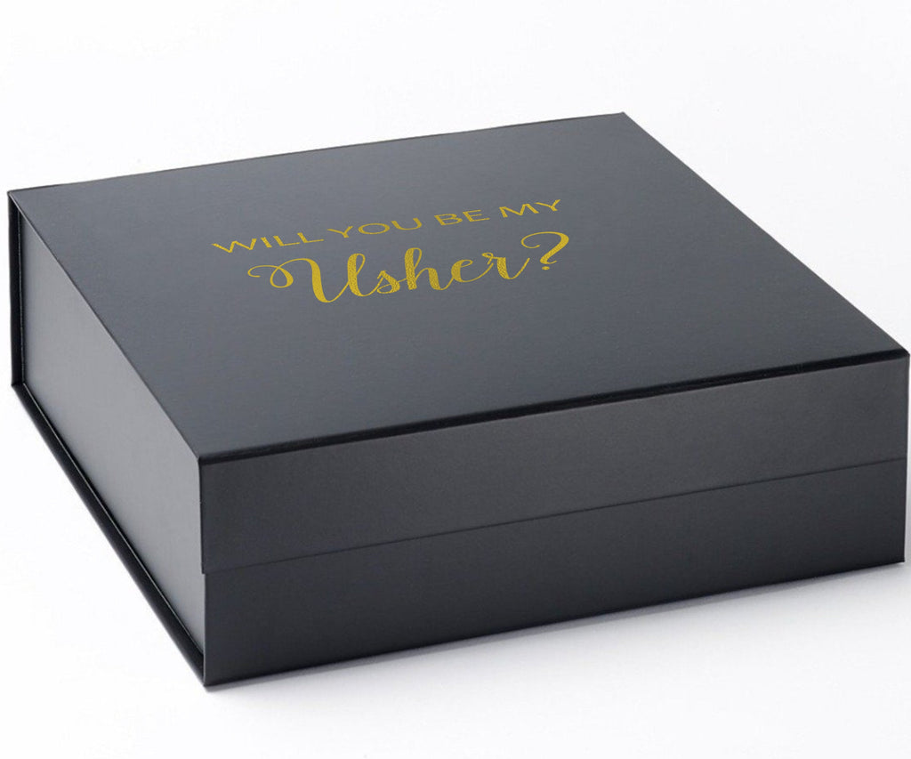 Will You Be My Usher? Proposal Box black - No Border - No ribbon