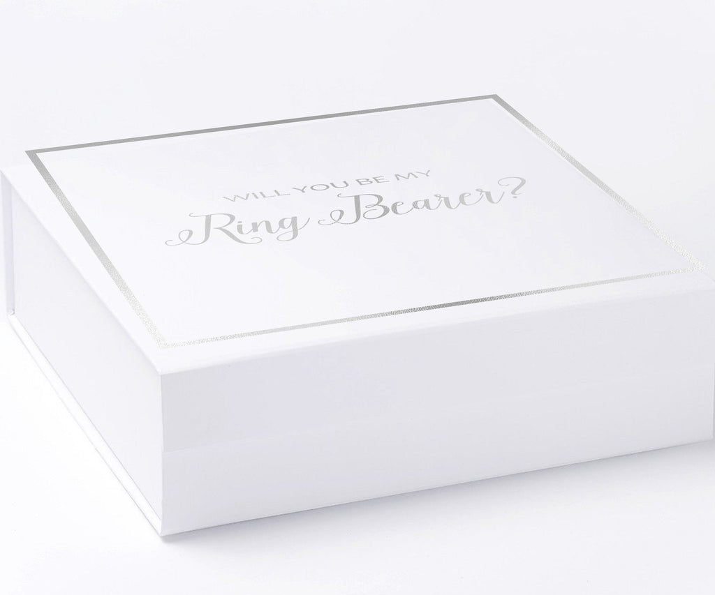 Will You Be My Ring Bearer? Proposal Box White -  Border - No ribbon