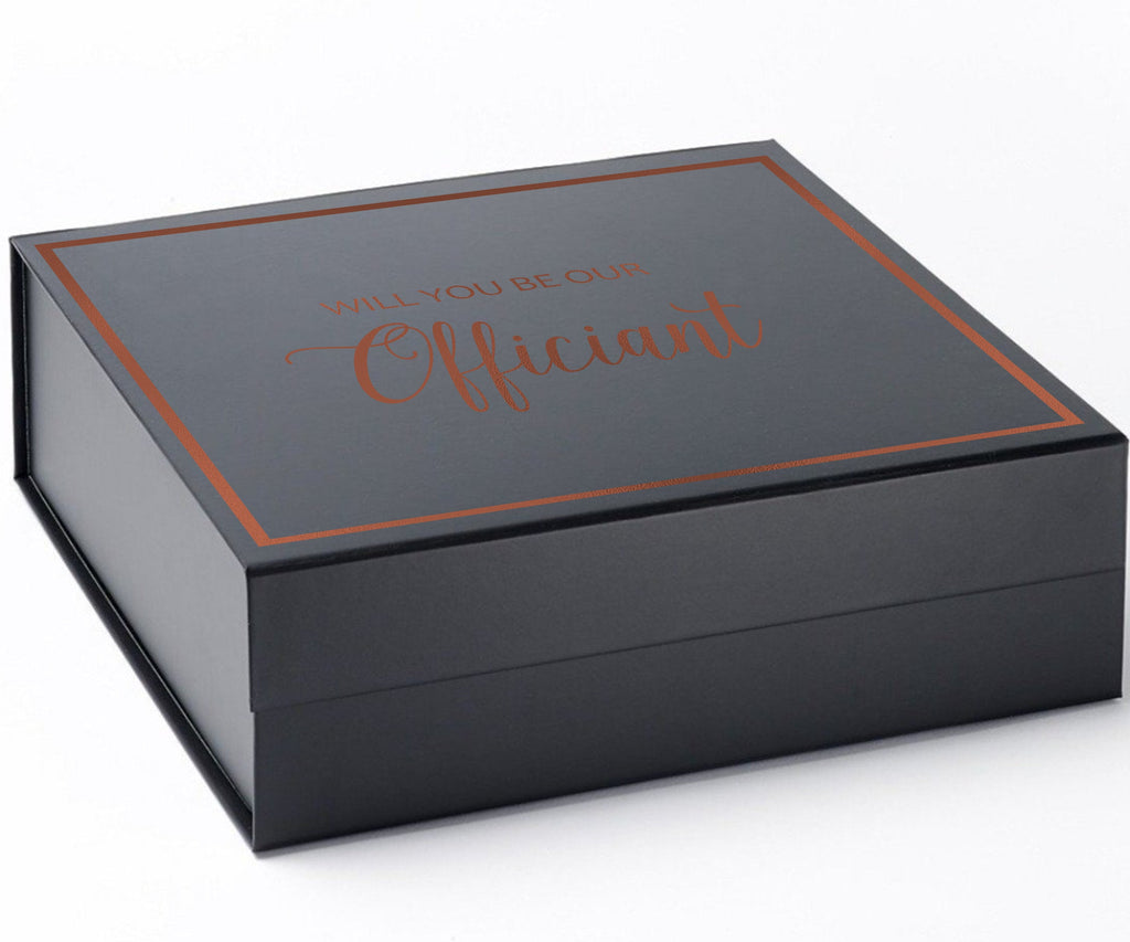 Will You Be our Officiant? Proposal Box black -  Border - No ribbon