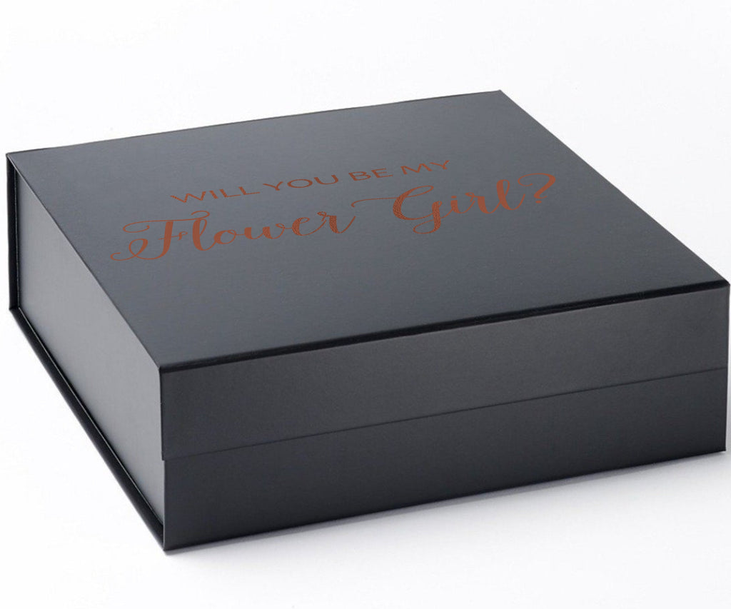 Will You Be My Flower Girl? Proposal Box black - No Border - No ribbon