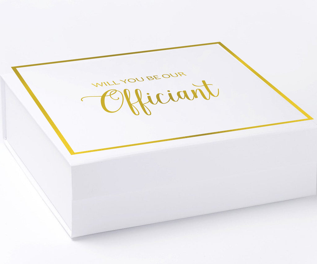 Will You Be our Officiant? Proposal Box White -  Border - No ribbon