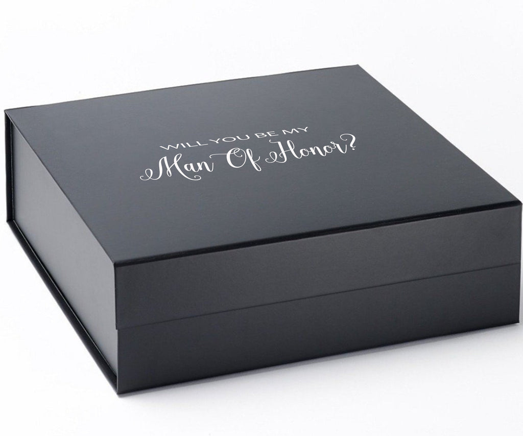 Will You Be My Man of Honor? Proposal Box black - No Border - No ribbon