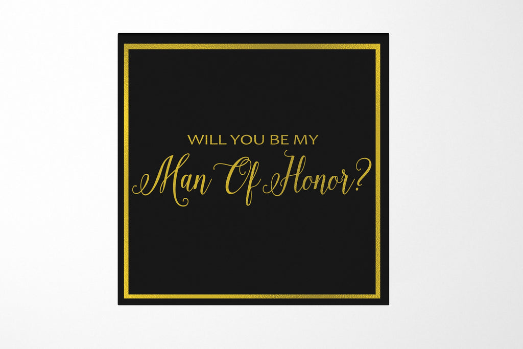 Will You Be My Man of Honor? Proposal Box black -  Border - No ribbon