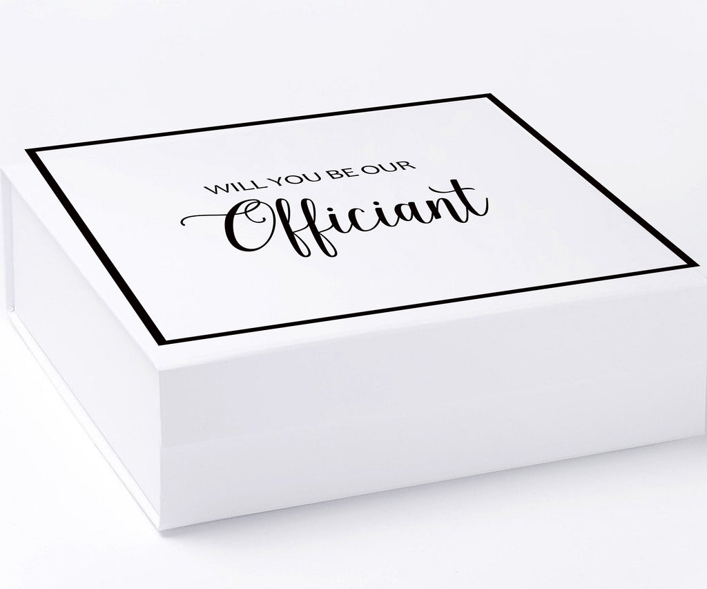 Will You Be our Officiant? Proposal Box White -  Border - No ribbon