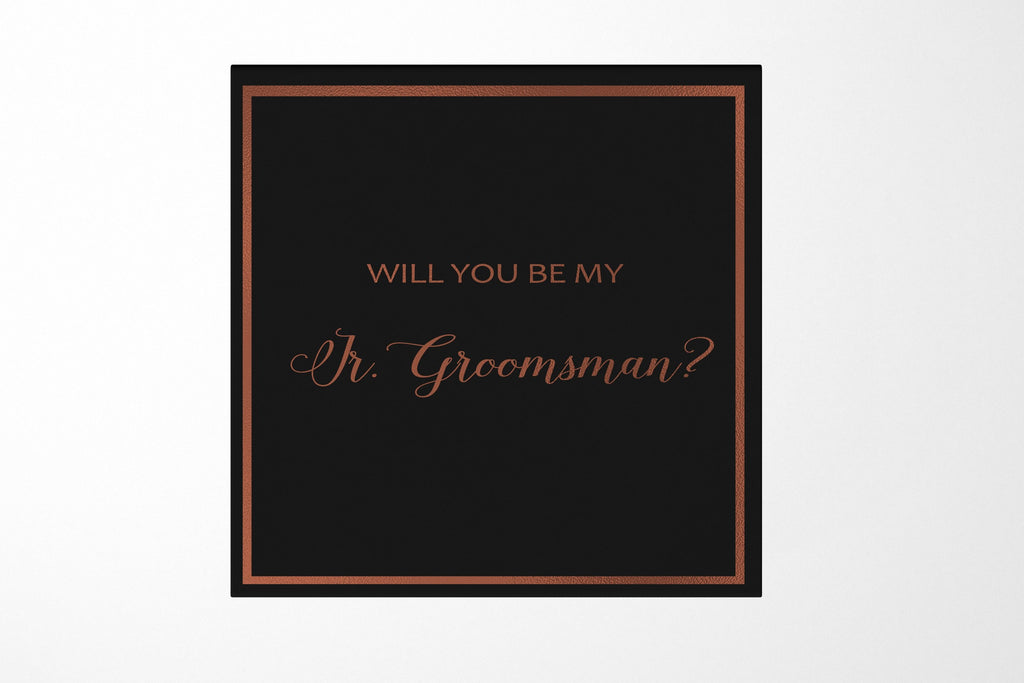 Will You Be My jr groomsman? Proposal Box black -  Border - No ribbon