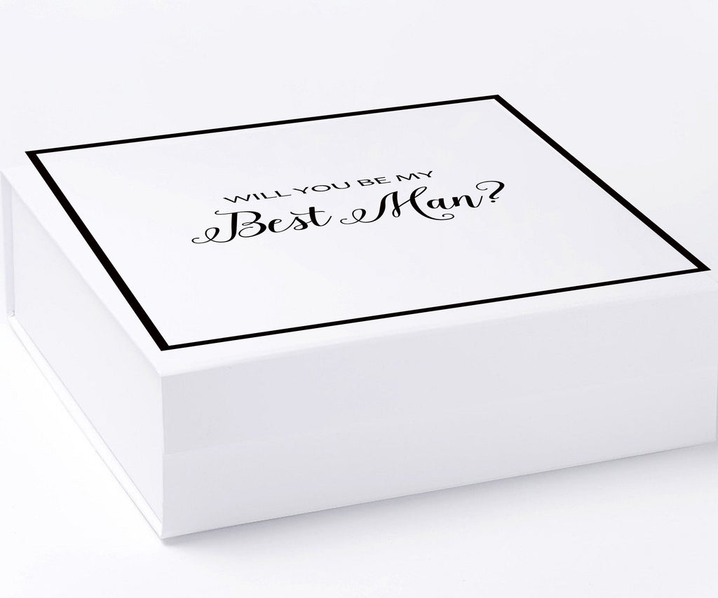 Will You Be My Best man? Proposal Box White -  Border - No ribbon