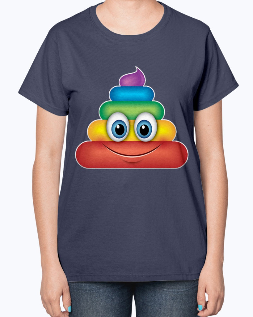 Rainbow Poop Emoji  -Ladies T-Shirt