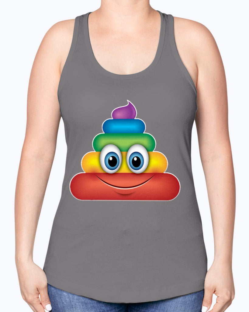 Rainbow Poop Emoji -Racerback Tank