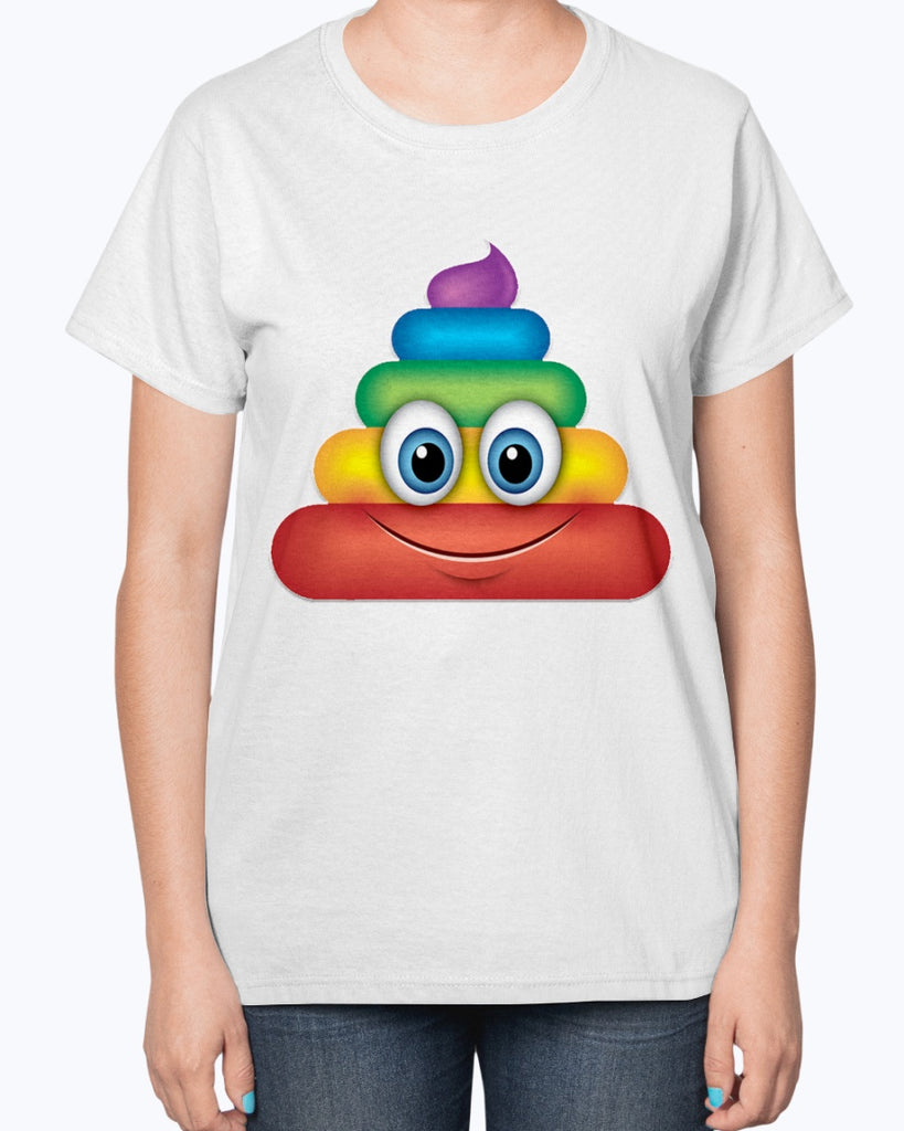 Rainbow Poop Emoji  -Ladies T-Shirt