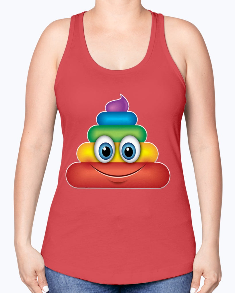 Rainbow Poop Emoji -Racerback Tank