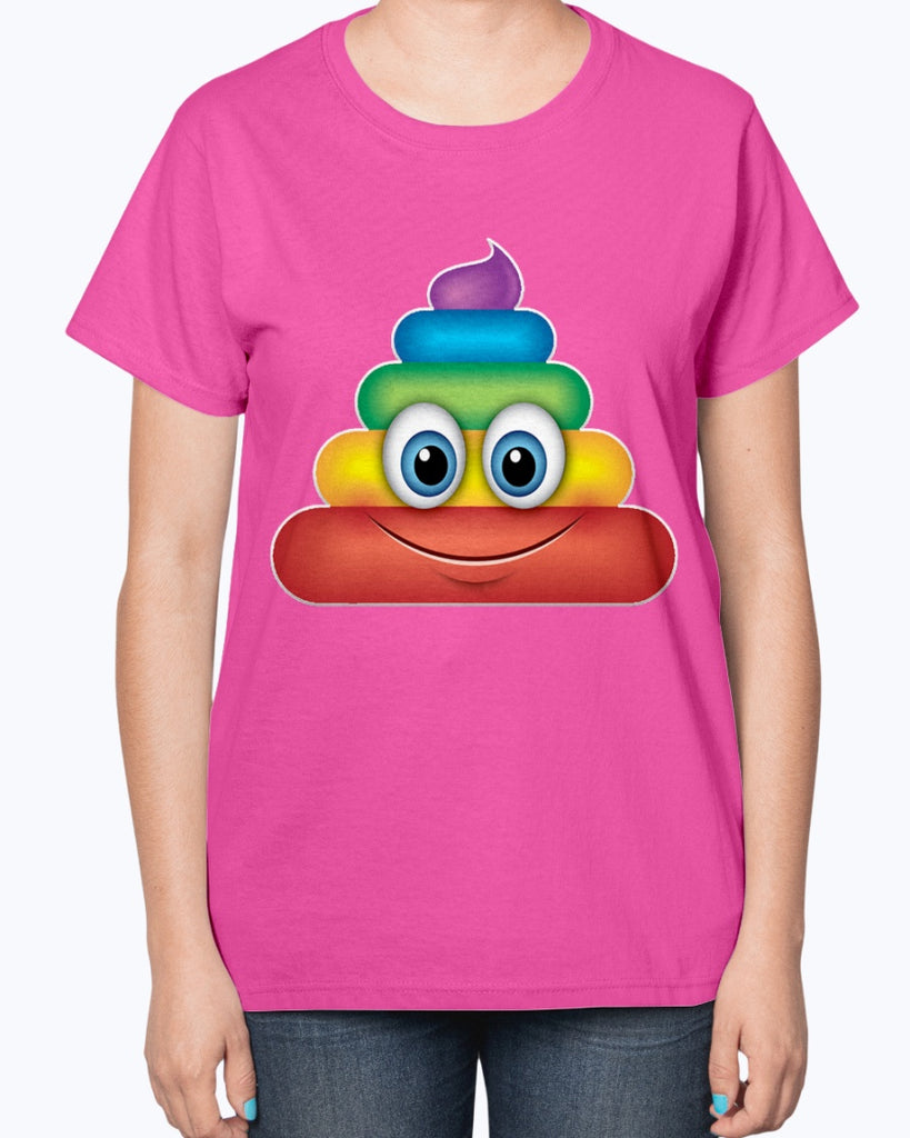 Rainbow Poop Emoji  -Ladies T-Shirt