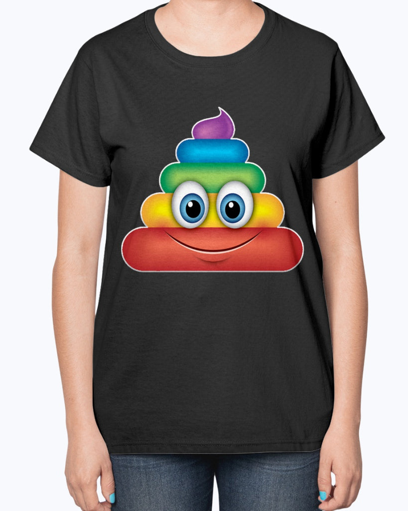 Rainbow Poop Emoji  -Ladies T-Shirt