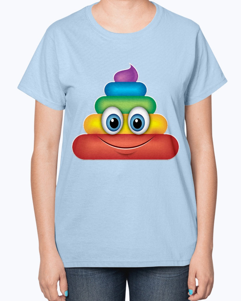 Rainbow Poop Emoji  -Ladies T-Shirt