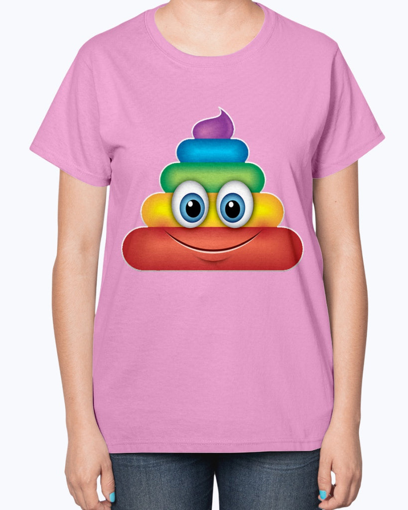 Rainbow Poop Emoji  -Ladies T-Shirt