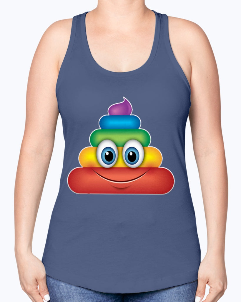 Rainbow Poop Emoji -Racerback Tank