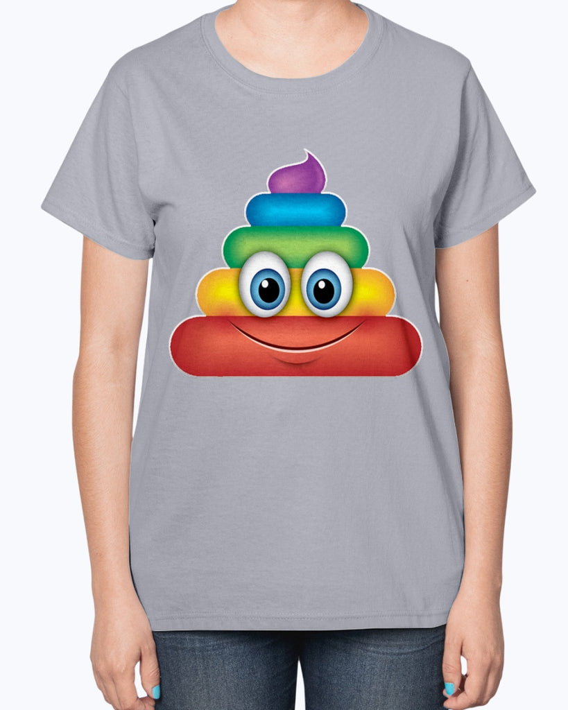 Rainbow Poop Emoji  -Ladies T-Shirt