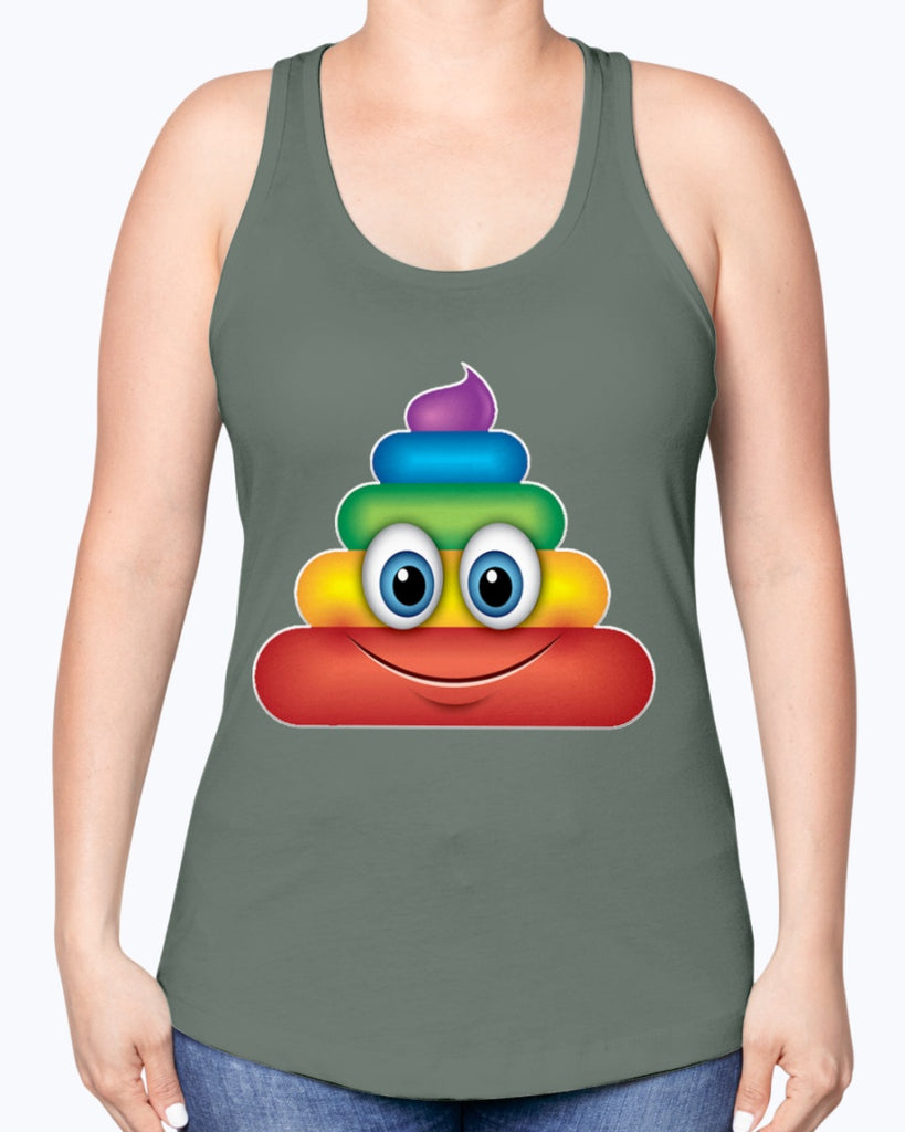 Rainbow Poop Emoji -Racerback Tank