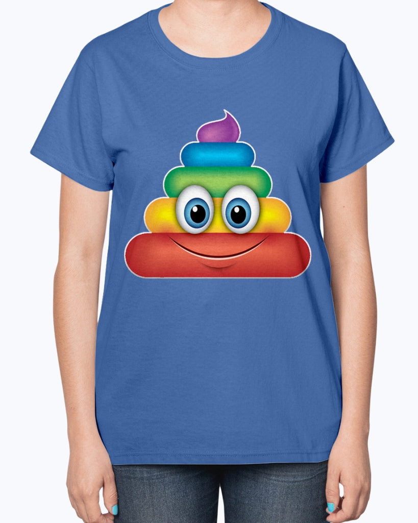 Rainbow Poop Emoji  -Ladies T-Shirt