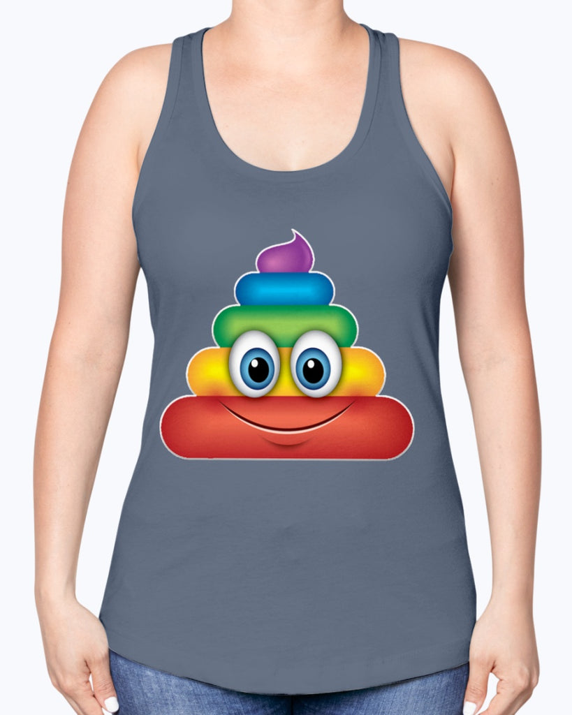 Rainbow Poop Emoji -Racerback Tank