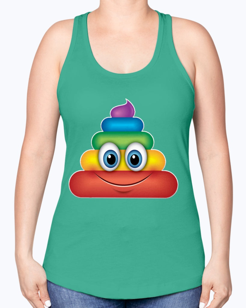 Rainbow Poop Emoji -Racerback Tank