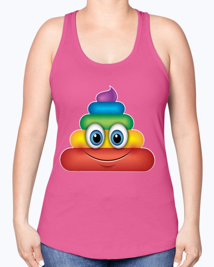 Rainbow Poop Emoji -Racerback Tank