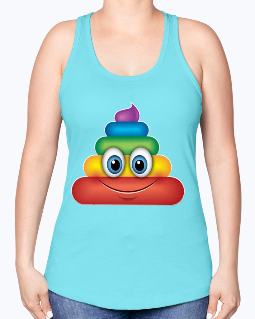 Rainbow Poop Emoji -Racerback Tank