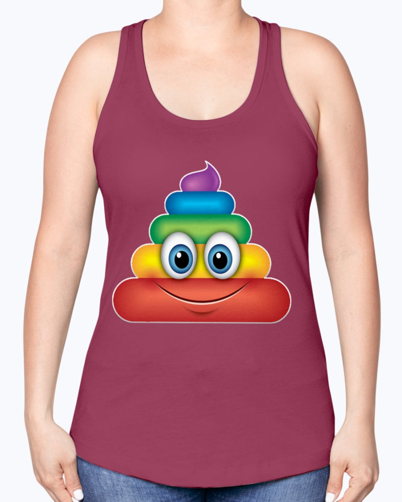 Rainbow Poop Emoji -Racerback Tank