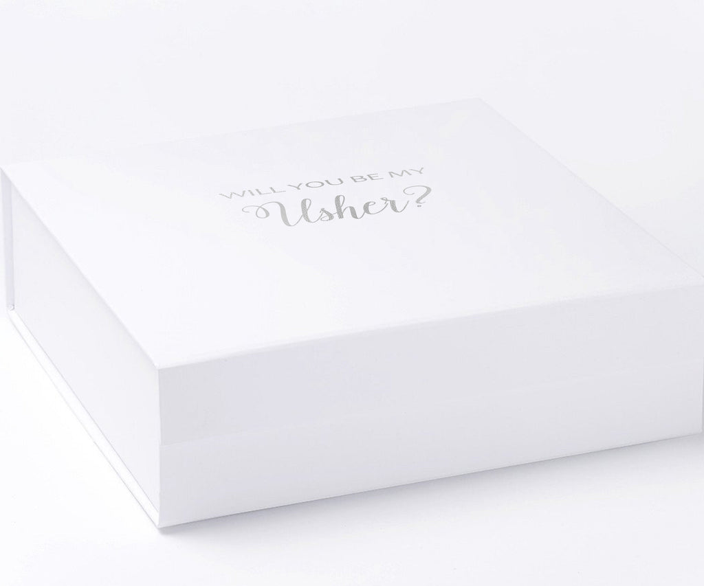 Will You Be My Usher? Proposal Box White - No Border - No ribbon