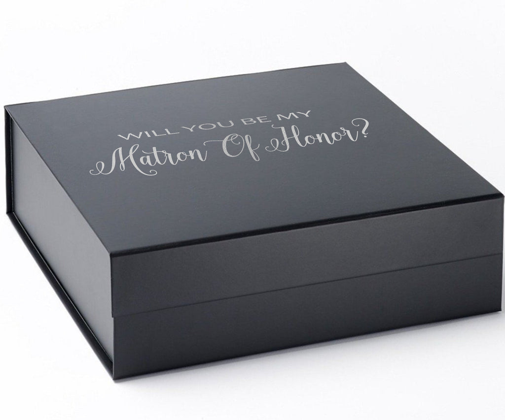 Will You Be My Matron of Honor? Proposal Box black - No Border - No ribbon