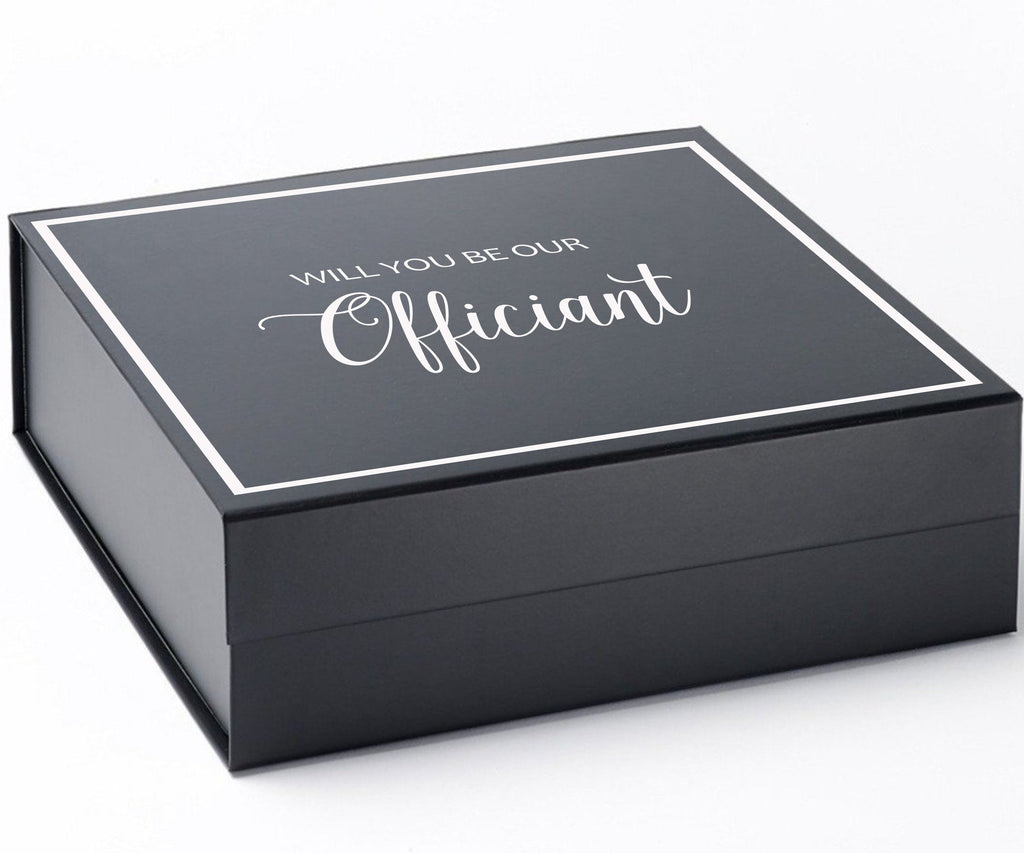 Will You Be our Officiant? Proposal Box black -  Border - No ribbon